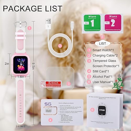 Miniatura 9 de LogHog 4G - Relojes inteligentes para niñas, teléfono de muñeca desbloqueado con seguimiento GPS en tiempo real, videollamadas, cámara, temperatura,