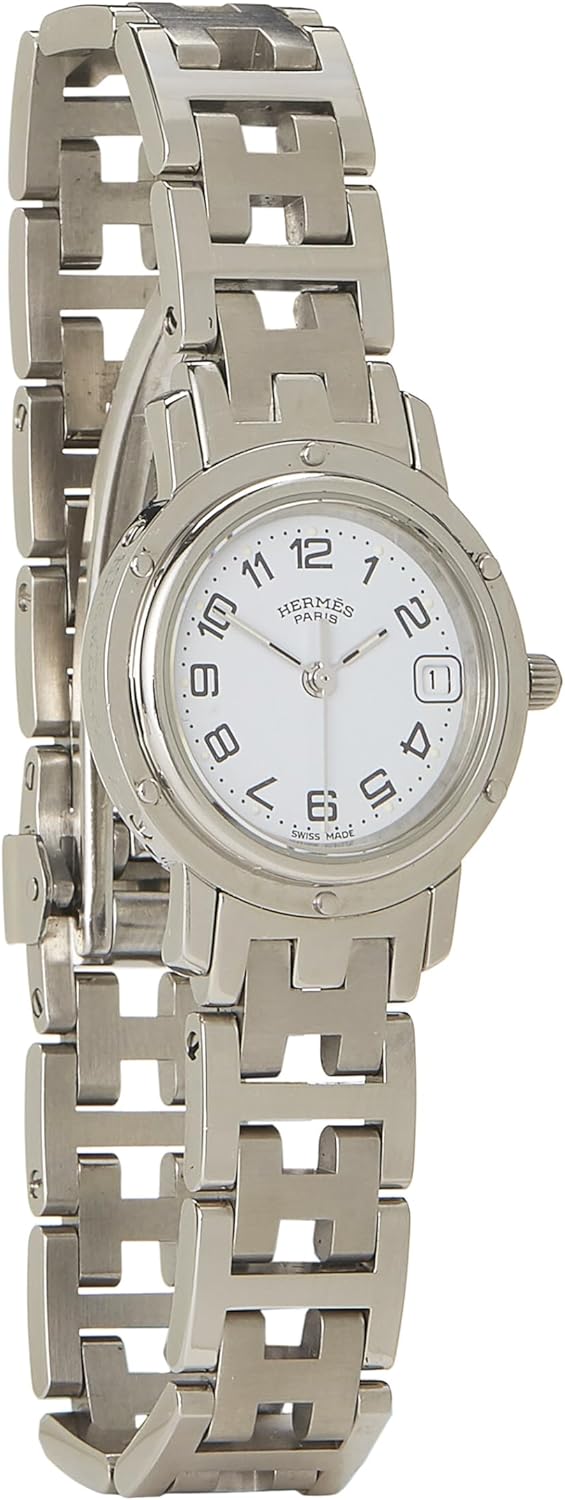 Hermès, Pre-Loved White & Stainless Steel Clipper Watch PM, White : Clothing, Shoes & Jewelry