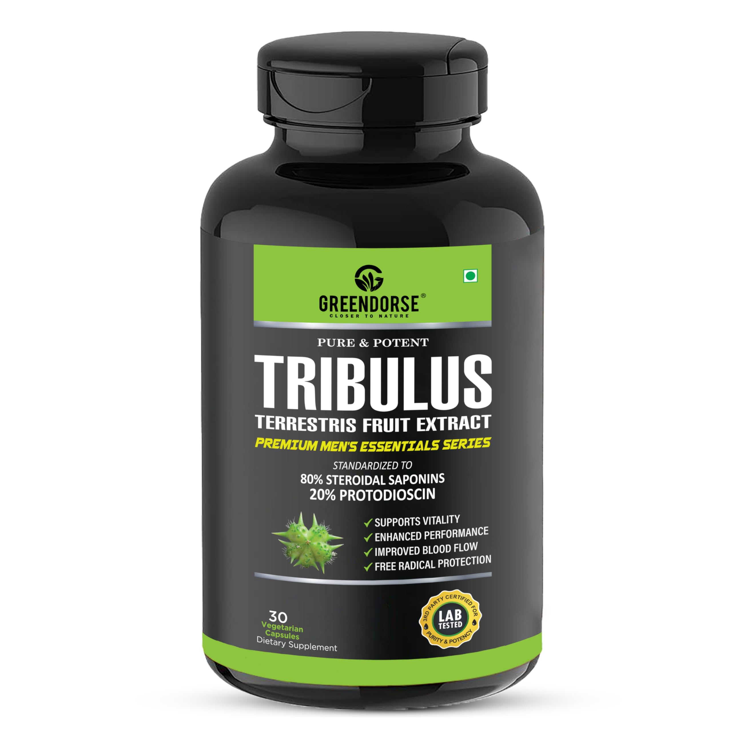 GREENDORSE Bulgarian Tribulus Terrestris (Gokhru) Fruit Extract Capsules | 20% Protodioscin by HPLC, 80% Steroidal Saponin | Fitness, Mood, Vitality, Urinary Support & Flow, Bladder Function, Prostate Support - 30 Capsules (B0D191BY6S) Amazon Price History, Amazon Price Tracker