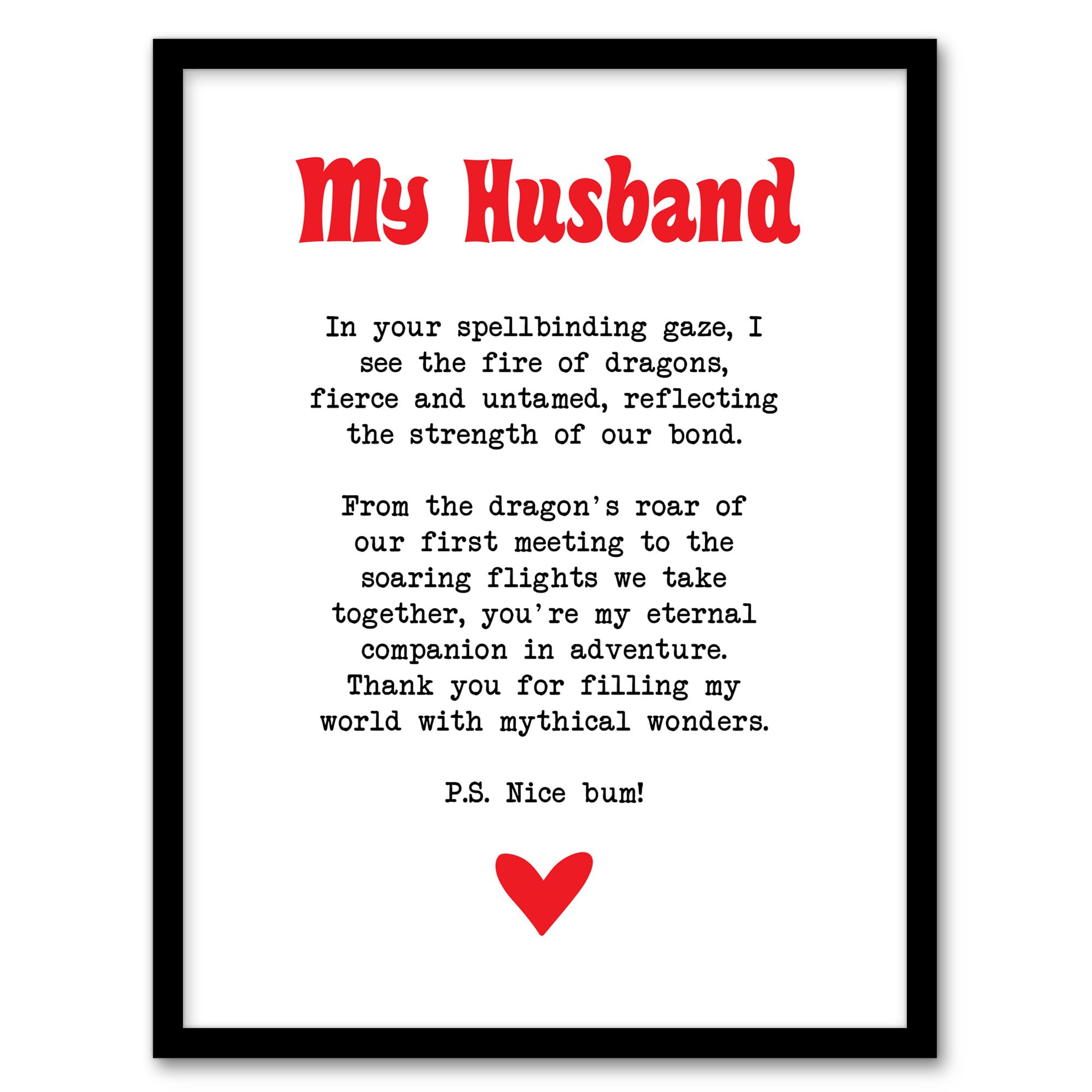 Artery8 Love Poem Role Play Game Nerd Husband Romantic Wall Art PrintA4 Size from B&Q