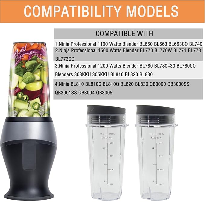 Vasos de Repuesto 16oz Compatibles Ninja QB3001SS miniatura 3