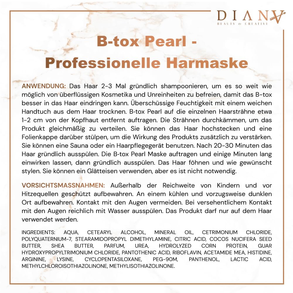 B-Tox - Mascarilla para el pelo y el pelo, juego grande, tratamiento capilar con aminoácidos y vitaminas B, regeneración del cabello, cuidado del cabello, perla, 1000 g + 500 g