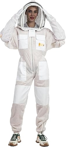 Miniatura 3 de Traje y chaqueta ventilada de apicultura de tres capas con protección completa para apicultores, chaqueta de abejas ultra ventilada con velo de