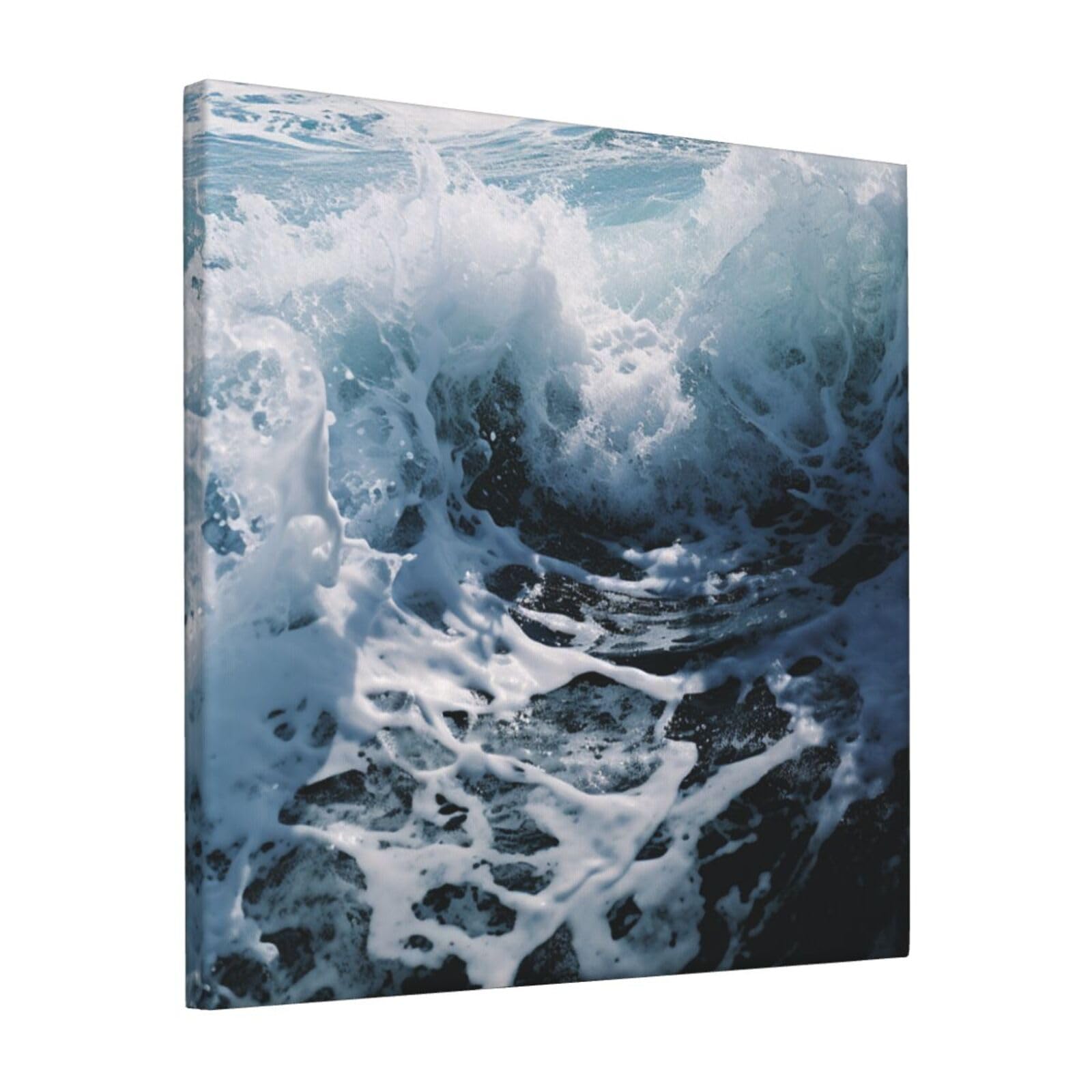 FodPand Ocean Splash Foam Canvas Wall Art for Living Room Wall Decor 12"x12" Modern Artwork Painting Pictures Hanging Canvas Prints Aesthetic Wall Art for Bedroom Bathroom Office Wallart Decor