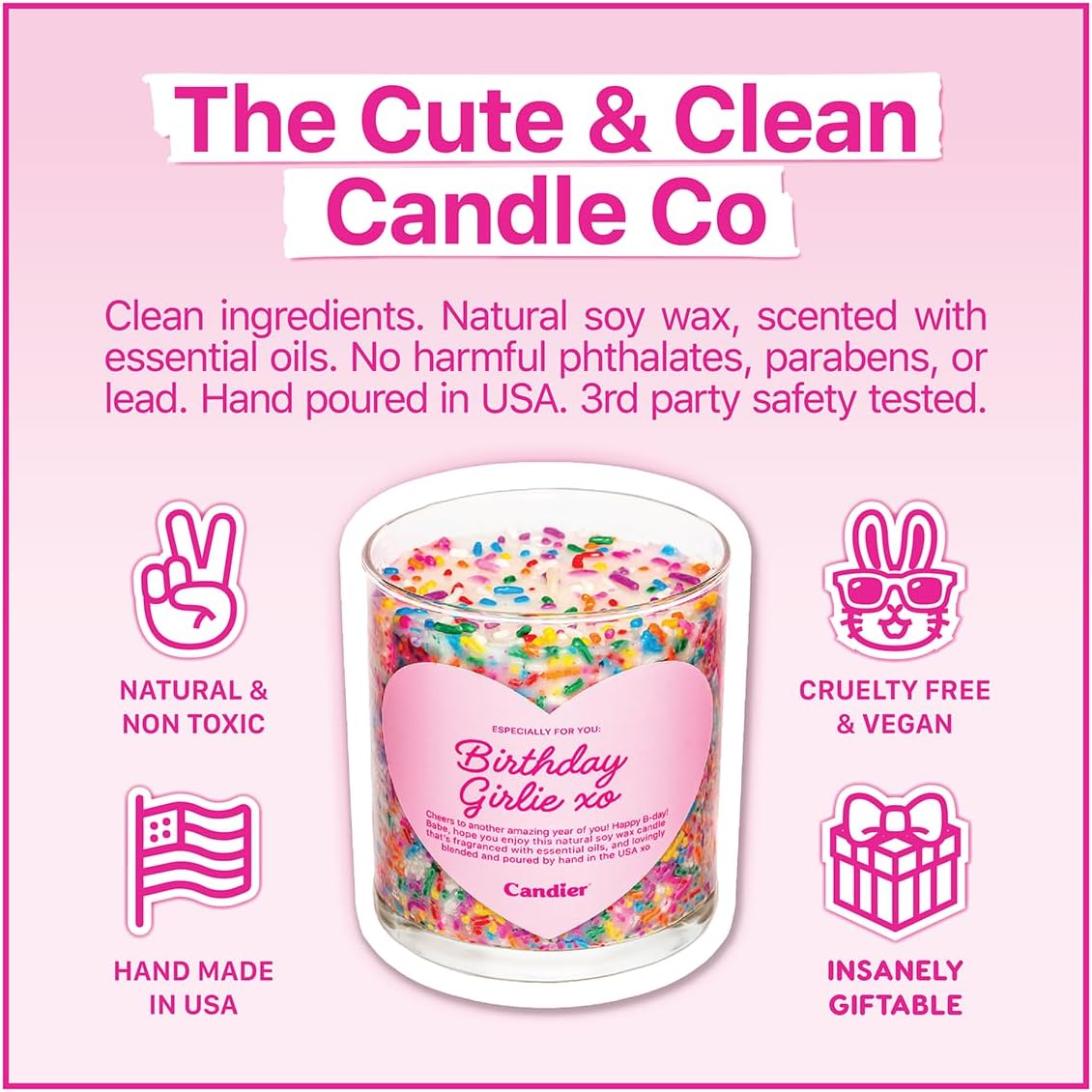 Birthday Cake Scented Candle with Sprinkles, Natural Soy Candle, Aromatherapy for Relaxation, Unique Gift Candle for Women, 60-Hour Burn Time - Candier by Ryan Porter - Image 3