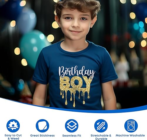 Miniatura 6 de TransWonder - Rollos de vinilo termoadhesivos con purpurina de 12 pulgadas x 5 pies, aplicables con plancha, compatibles con Silhouette Cameo y