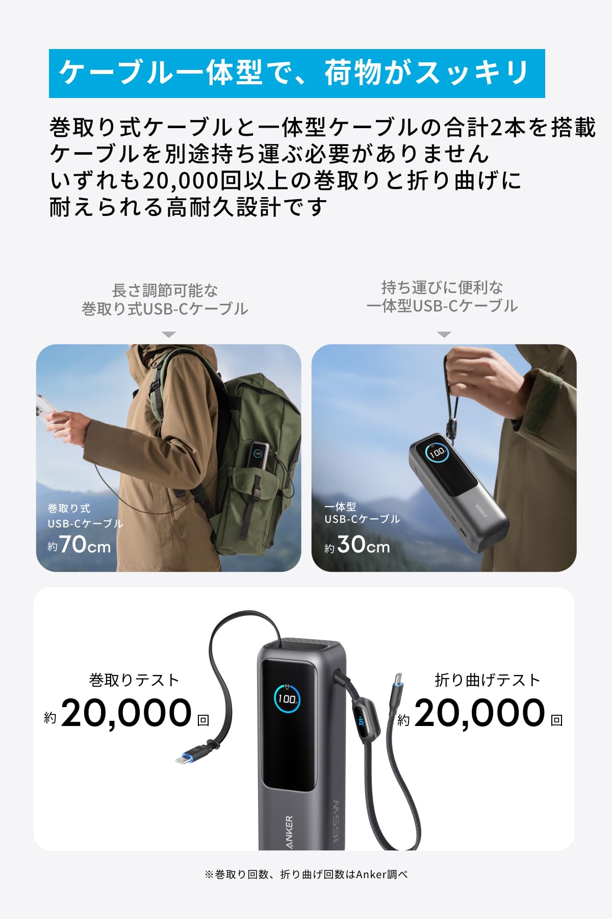 Amazon.co.jp: Anker Power Bank (25000mAh, Built-In & Retractable