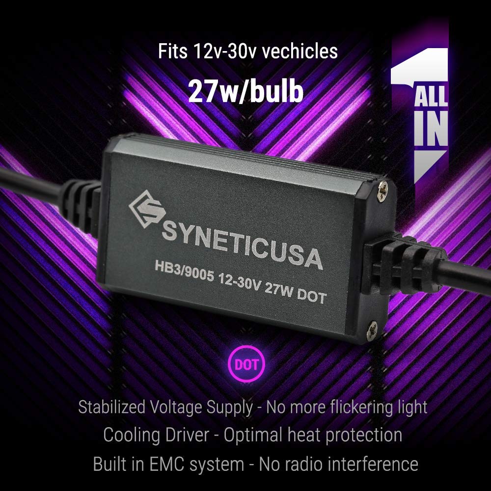 Syneticusa H11+9005 LED Combo Bulbs - 800% Brighter 6500K With Cooling Fan - Pack Of 4