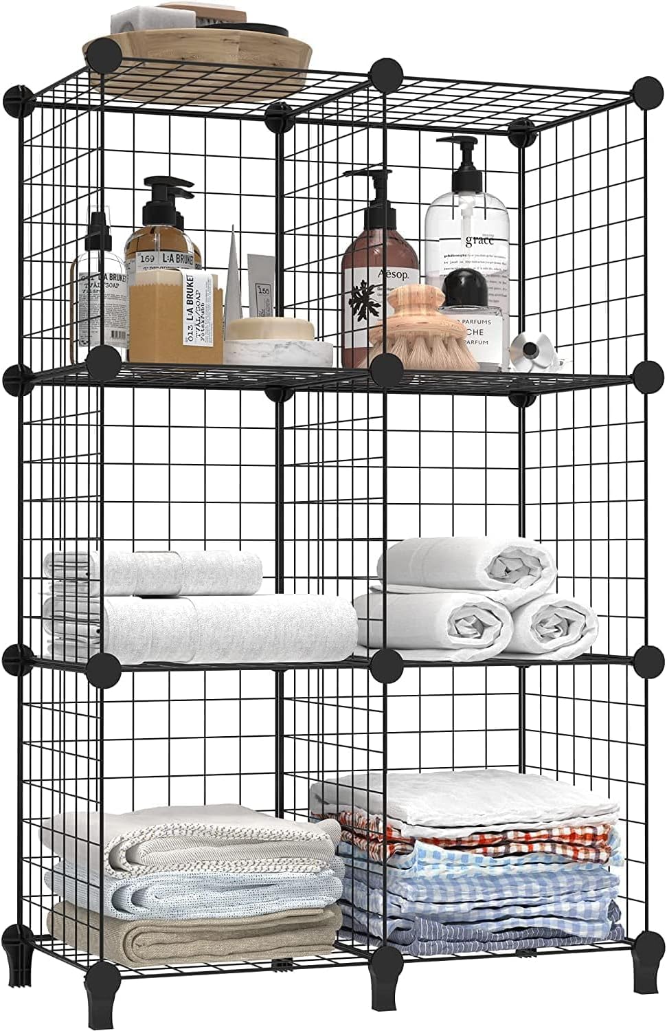 HOMIDEC 6 Cube Wire Storage Shelves, Multifunctional DIY Wire Fence Wardrobe Closet Cabinet Bookcase Bookshelf Perfect for Office/Livingroom/kitchen/Bathroom