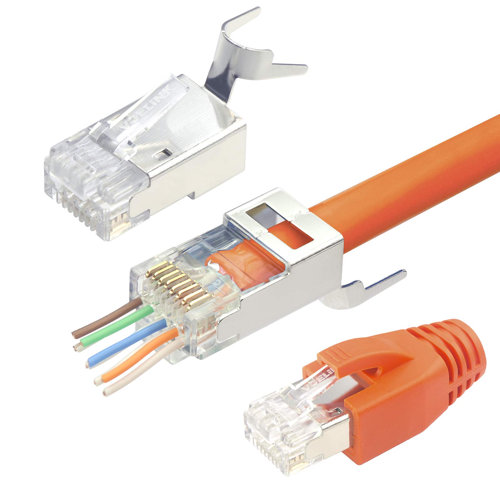 VCELINK Connettori RJ45 Cat7 Cat6A Passanti Plug RJ45 Schermato Per Cavo di Rete