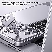Vista 8 de Arae Funda de metal para iPhone 15 Pro, disipación de calor anticaídas, funda de aluminio delgada antiarañazos para iPhone 15 Pro de 6.1 pulgadas