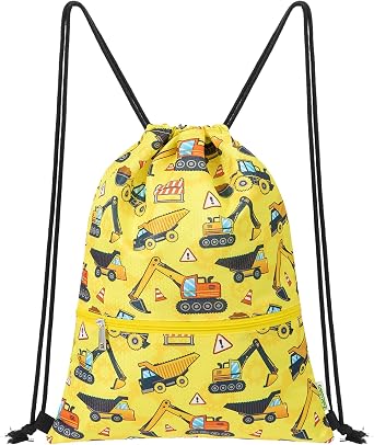 WAWASAM Kids Drawstring Backpack, Gym Swim Bag Cinch Bag for Girls Boys with Zipper Pocket