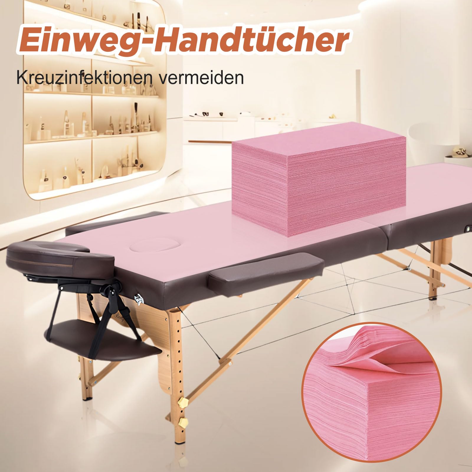 100 Stück Einweg Spannlaken für Massageliegen,Abdeckung für Massagebetten, Einweg Bettlaken,Einweg Massagetisch Bettlaken für Schönheitssalon,Spa,Massage,Hotels,180 x 80 cm (Rosa)