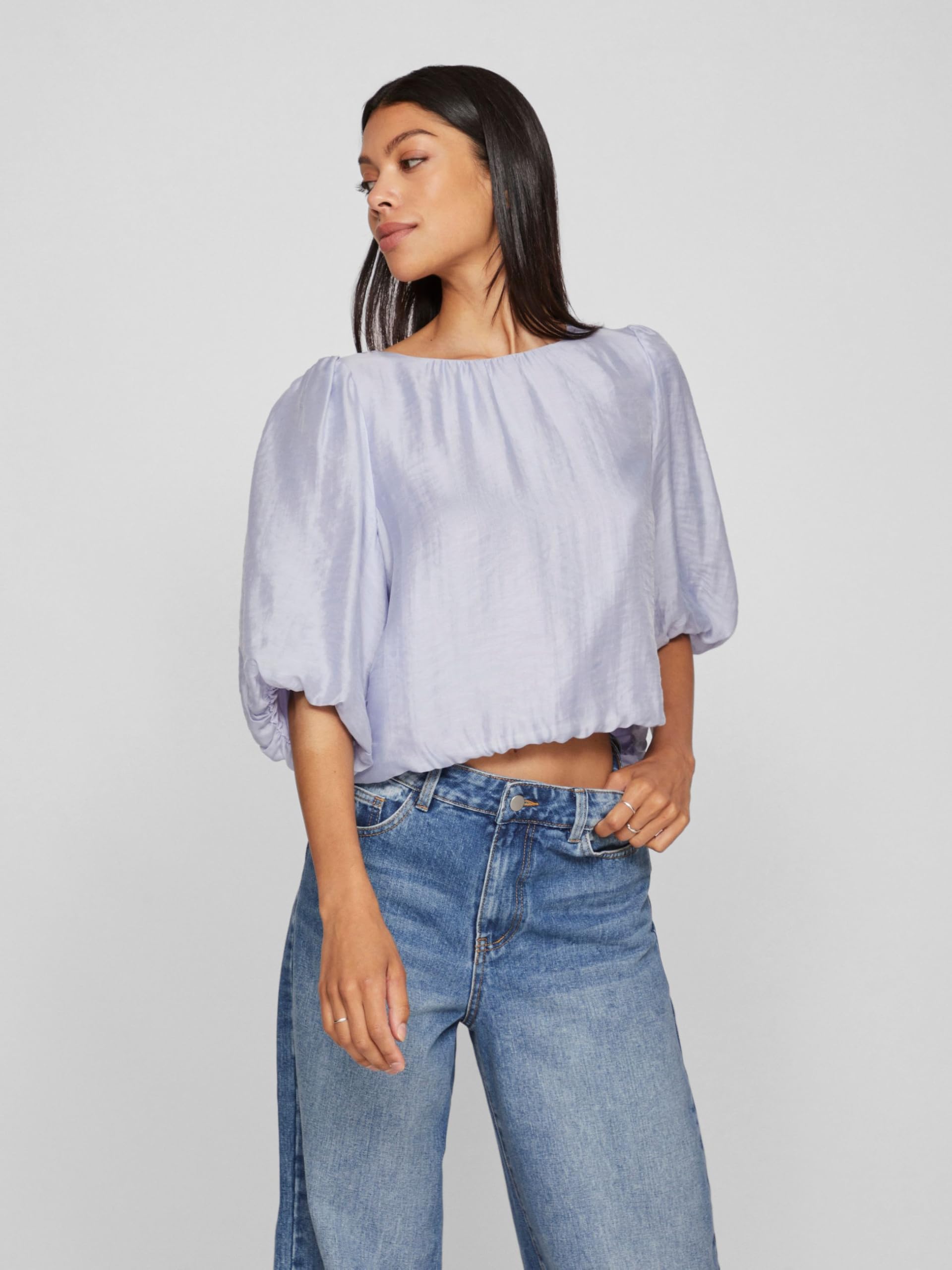 Vila Short Sleeved Top Back Tie