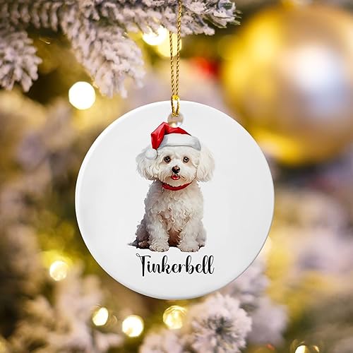 Miniatura 4 de Bichon Frise - Adorno de cerámica de Navidad 2024, adornos personalizados de Bichon Frise regalos para amantes de los perros, bonito adorno de