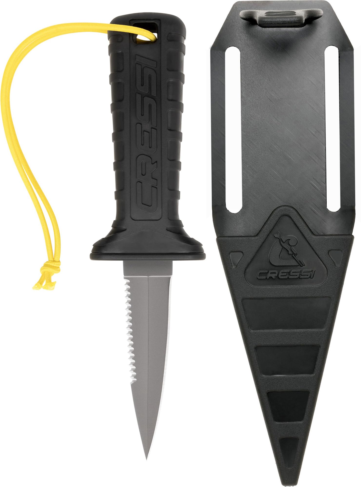 Cressi Mamba Knife Titanium Alloy - Diving Knife with Slim, Pointed Design, 7 cm Double Edged Smooth/Serrated Blade in Titanium Alloy, Sheath with Safety Lanyard/Lock โ image 1