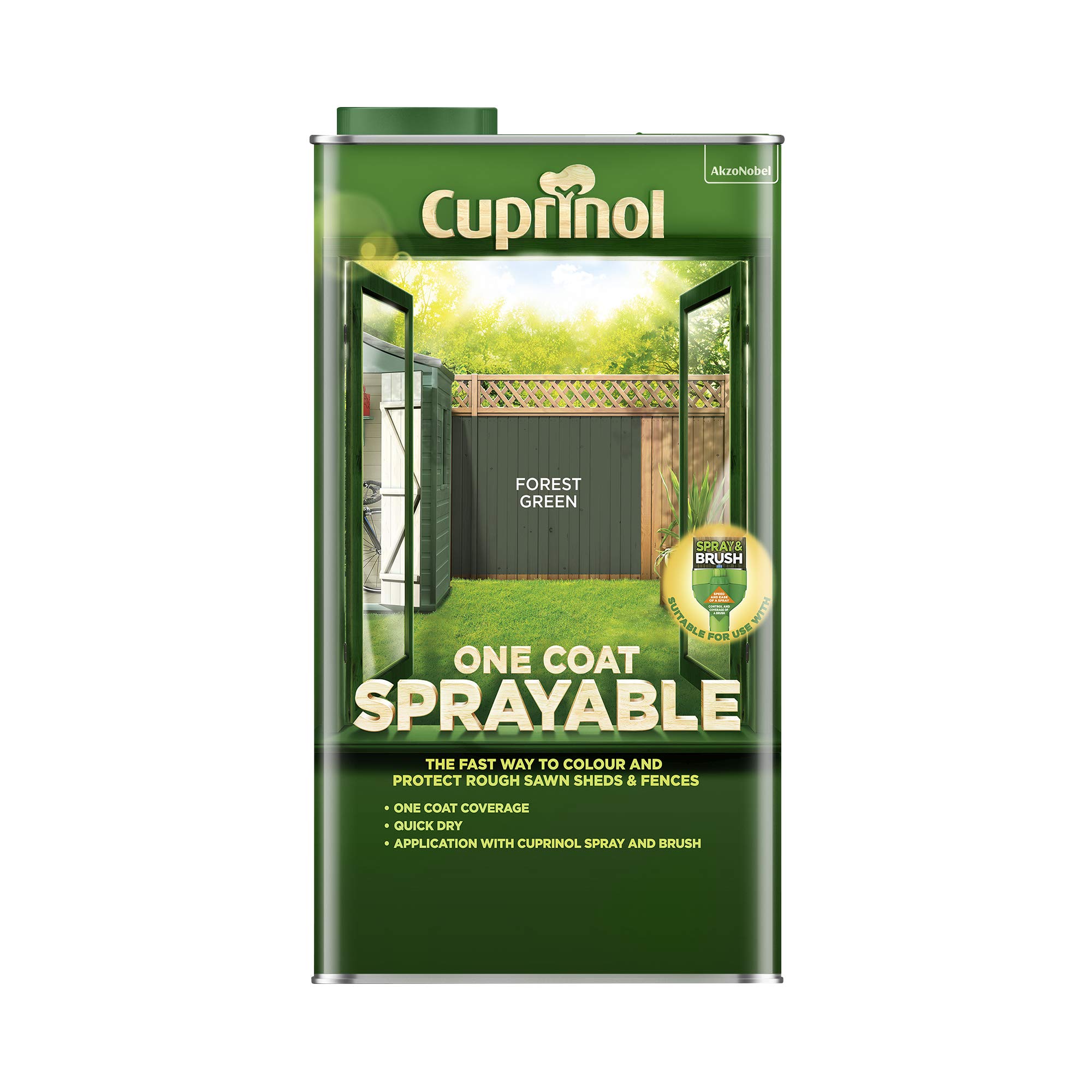 Cuprinol 5 Litre One Coat Sprayable Fence Treatment Forest Green
