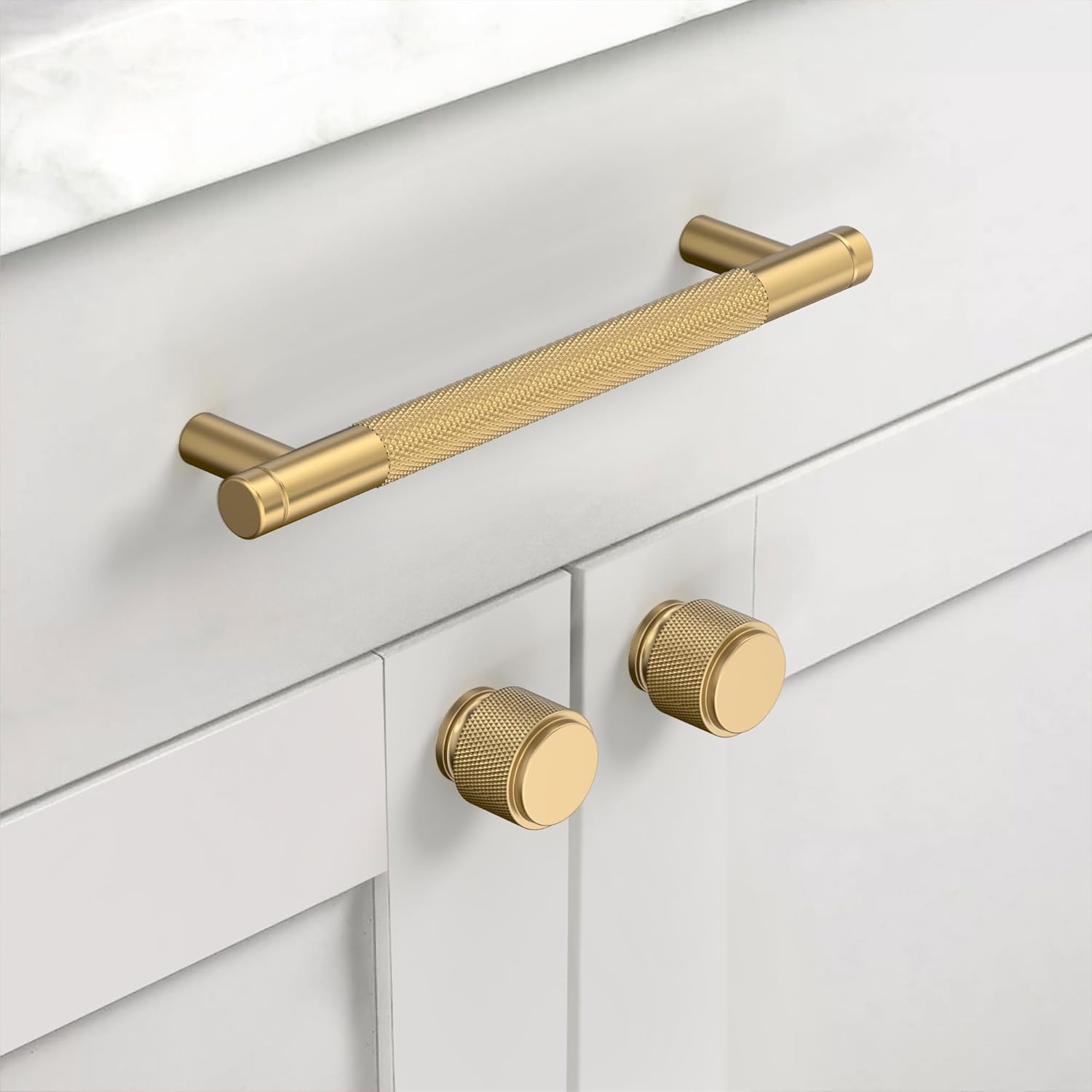 Asidrama 10 Pack 5 Inch(128mm) Champagne Bronze Cabinet Pulls Knurled Cabinet Handles Cupboard Handles Kitchen Cabinet Hardware for Cupboard Drawer Pulls