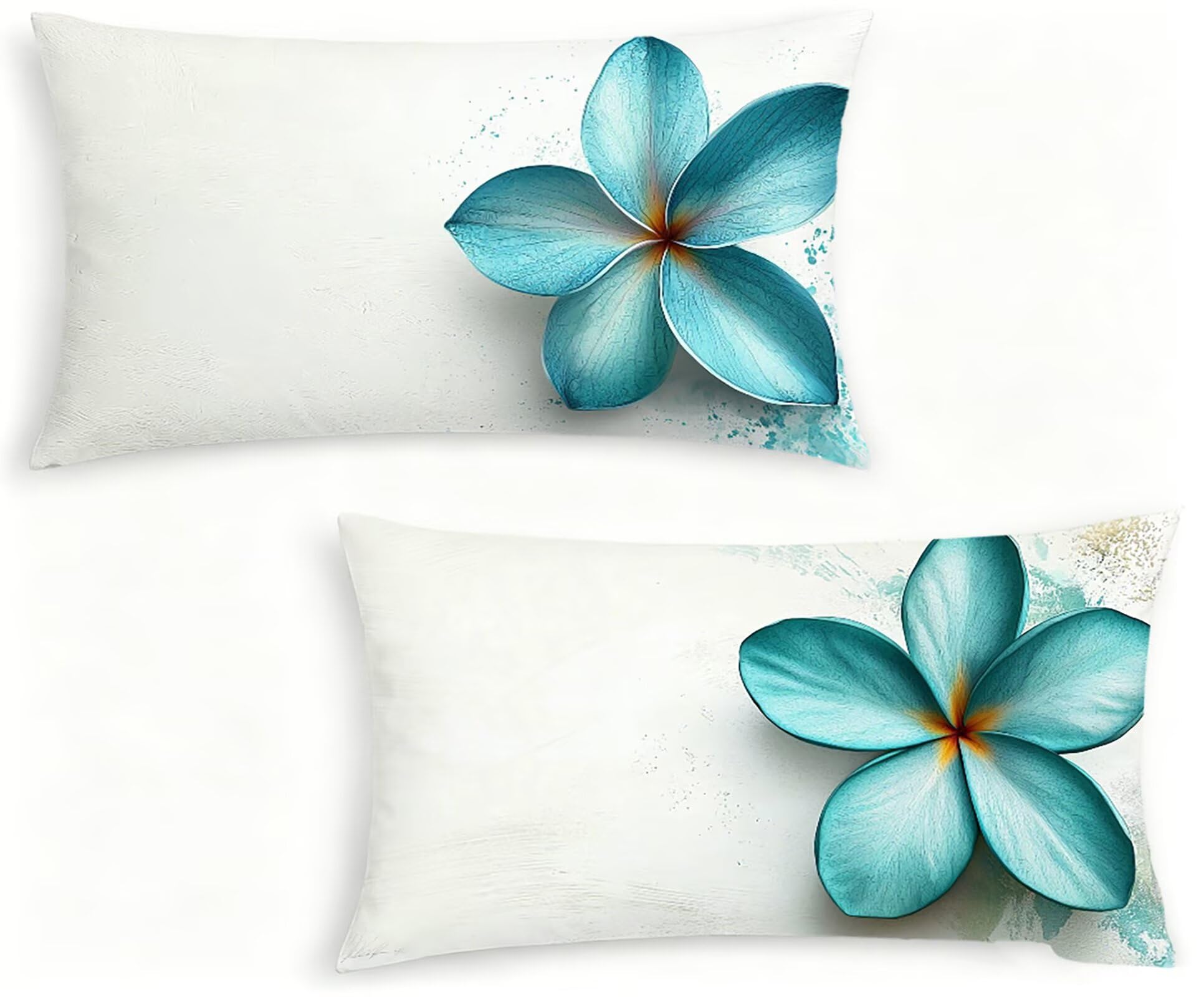 Blau Kissenbezug 60x80 Blume Kopfkissenbezug 2er Set,Wohnaccessoires & Deko,Weich und Atmungsaktiv Samt Stoff mit Verstecktem Reißverschluss für Bett Sofa Kissen Dekokissen-85909