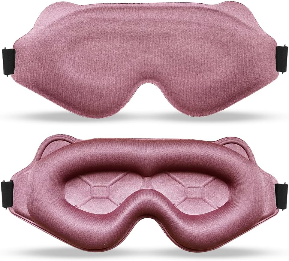 Sleep Mask -Black Out Eye mask for Sleeping Lightweight Sleep Mask for Side Sleepers, Adjustable & Breathable, Perfect for Travel, Office Nap Men Women (Taro Pink)