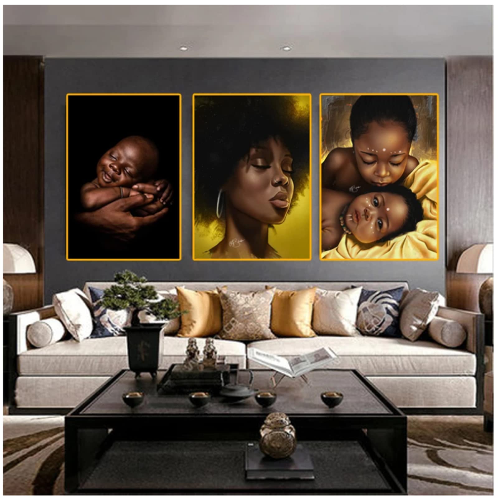 Amazon.co.jp: アフリカンビューティーアートキャンバス絵画かわいい