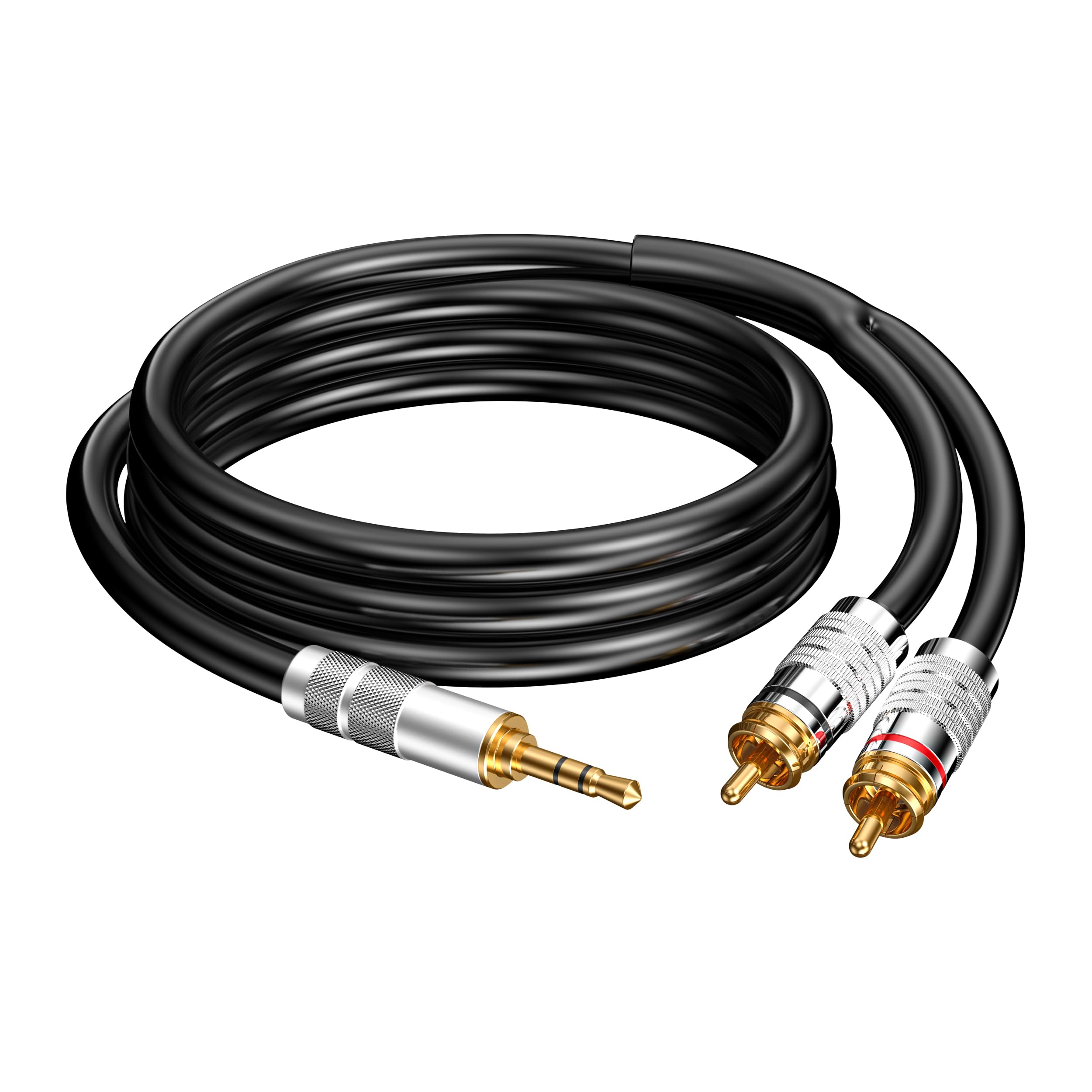 Cavo da 3,5 mm a RCA, adattatore audio stereo AUX da jack 1/8 a RCA Audio Y cavo per cuffie, MP3, tablet, altoparlanti, MP3, HDTV, telefono, nero, 2,2 m