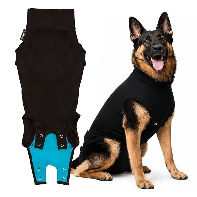 Suitical Recovery Suit Perro, XXL, Negro