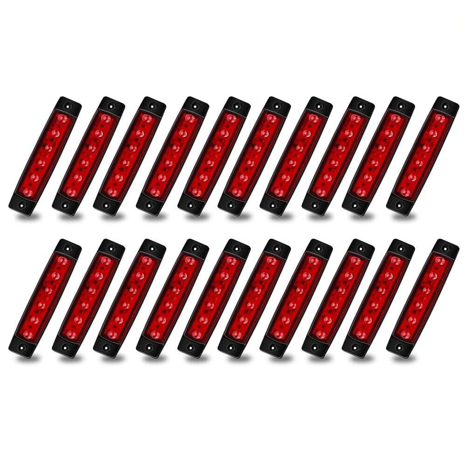 Biqing 20 X Luces de marcador lateral de LED Rojo,Indicadores de posición 12V Impermeable Lámparas laterales led para camión remolque Lorry Cab Bus Barco Tractor autocaravana