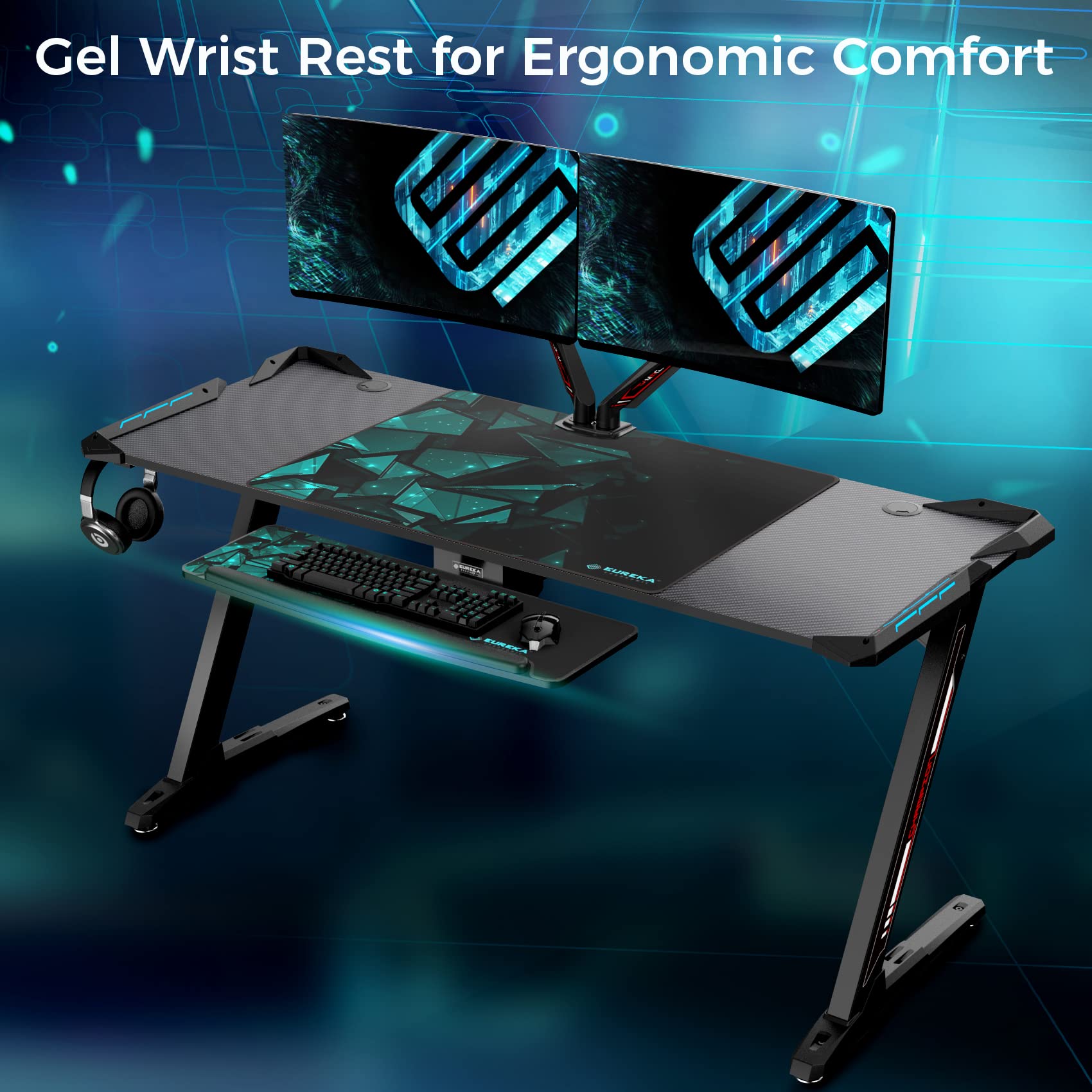 EUREKA ERGONOMIC Height Adjustable Mouse and Keyboard Tray Under Desk, 28 x 10 Inches Large