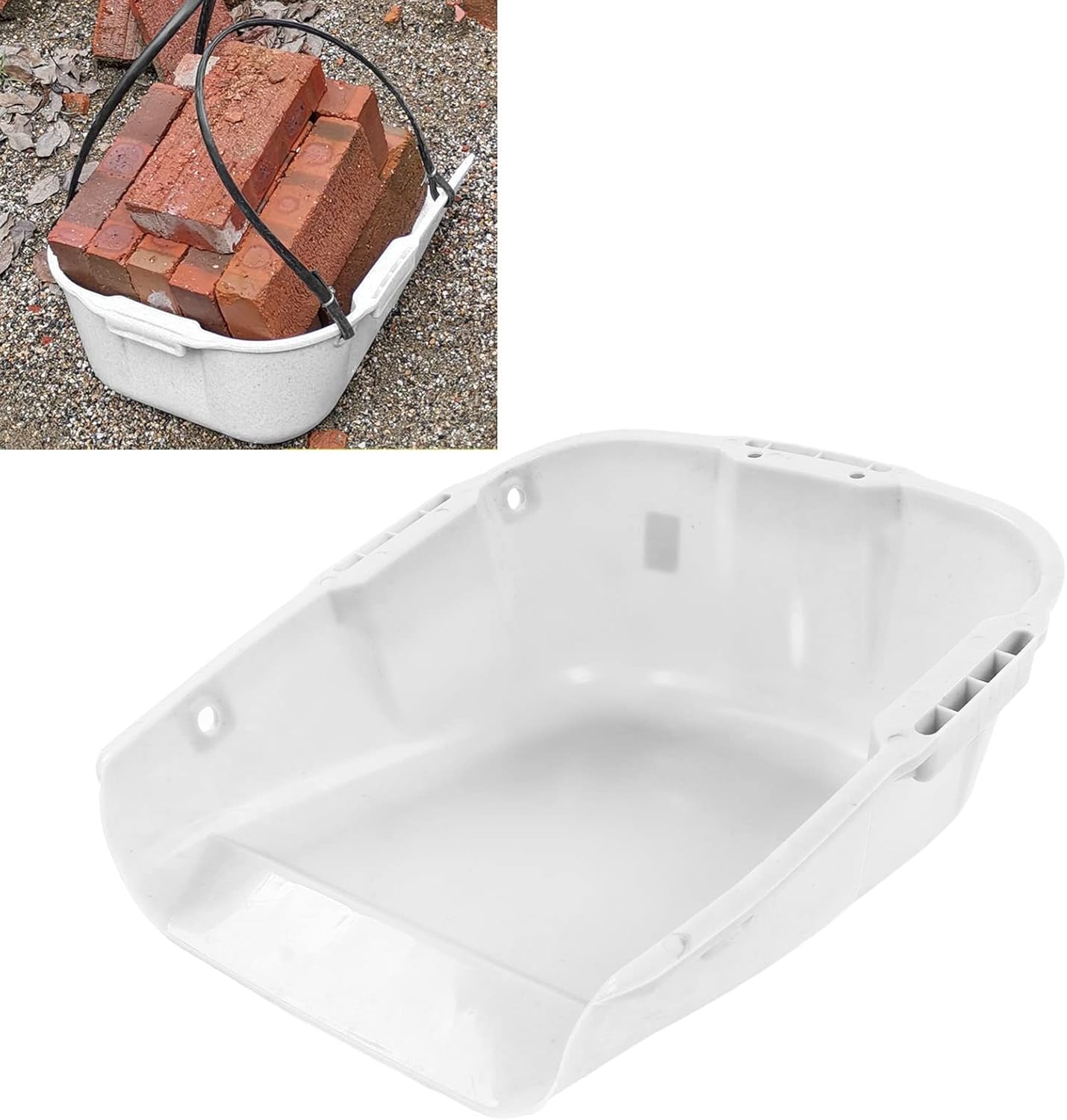 Heavy Duty Dustpan Plastic Large Capacity Double Handle Wear Dust Pan for Drying Industrial Sand Handling and Rubbish Removal PP Plastic 44 x 38 x 18cm (White)