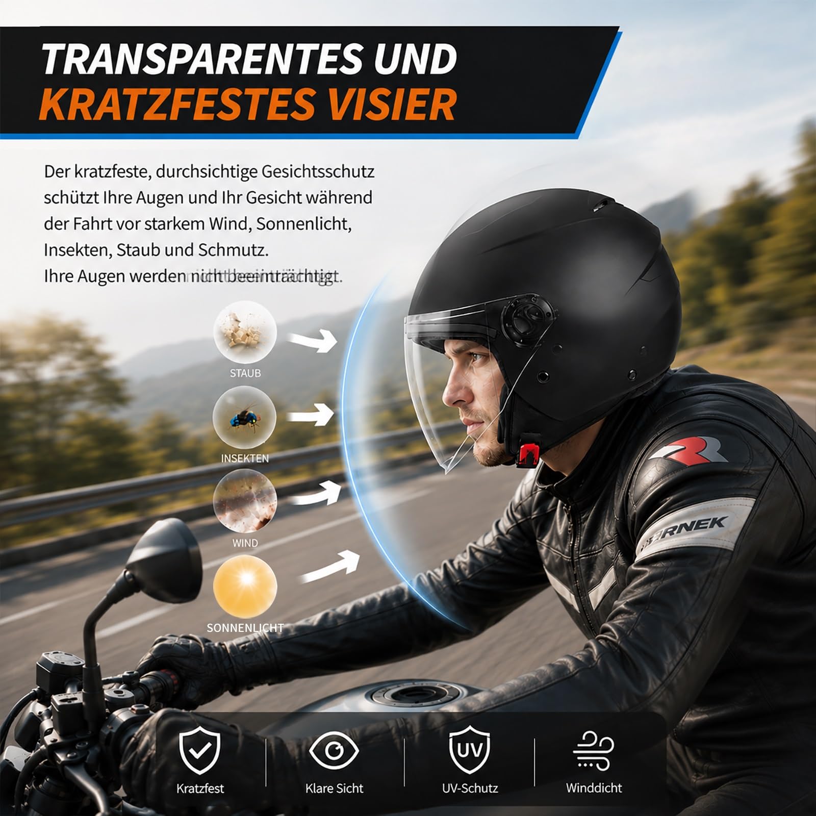 Jethelme Herren, Roller Helm Jet Mopedhelm Damen, ECE 22.06 Zertifiziert