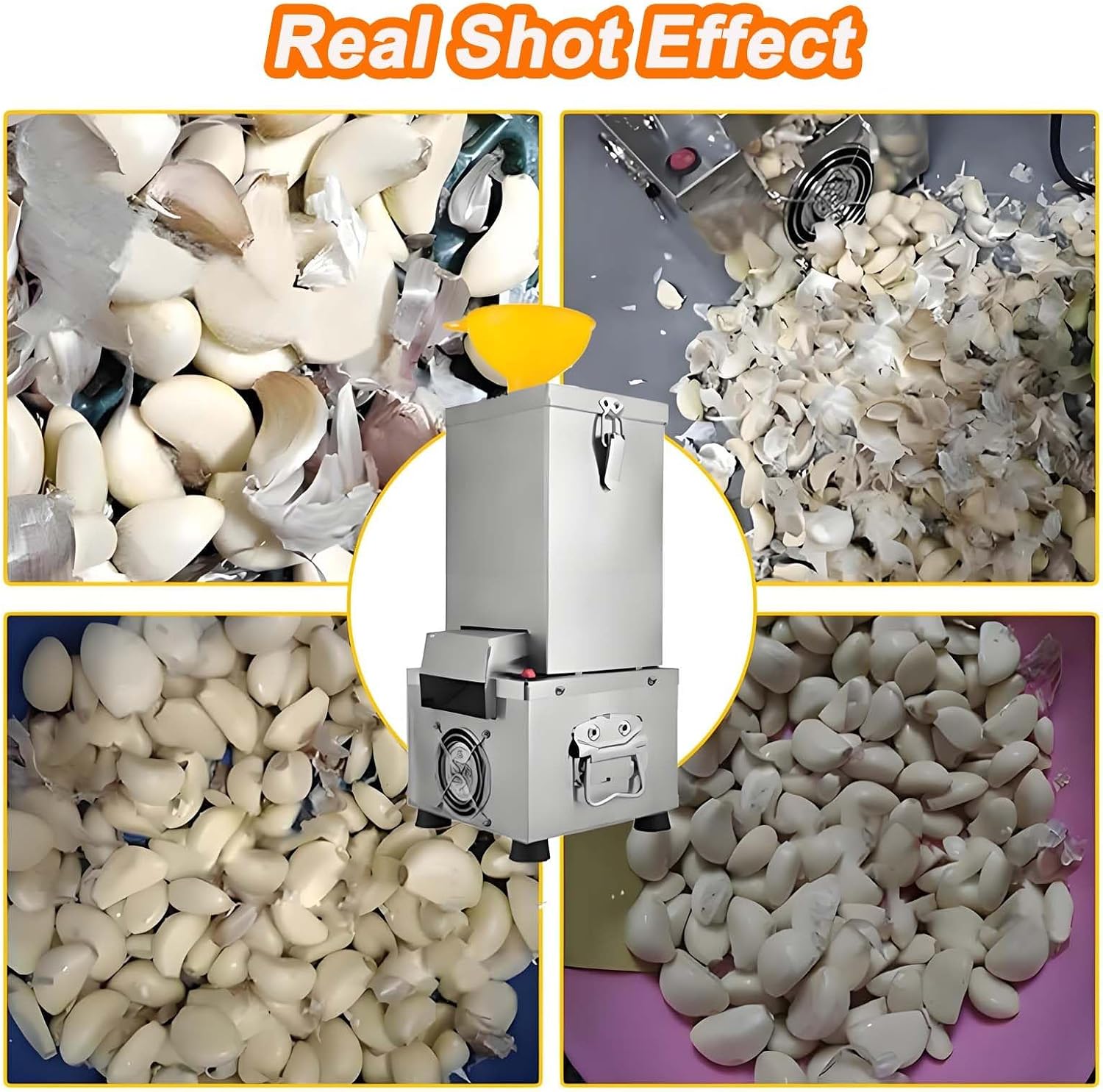 200W Automatic Garlic Peeler, Electric Garlic Peeler Machine, Industrial Garlic Peeling Machine, Electric Garlic Separating Machine with Detachable Feed Inlet