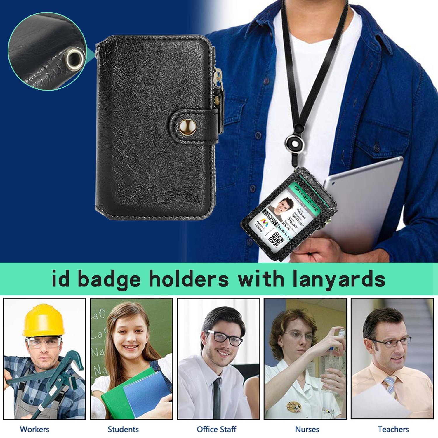 M-Plateau Handy-Geldbörse zum Aufkleben – schlanker, langlebiger und stilvoller Kartenhalter aus PU-Leder mit 3M-Kleber und abnehmbarem Umhängeband für iPhone und die meisten Smartphones (schwarz)