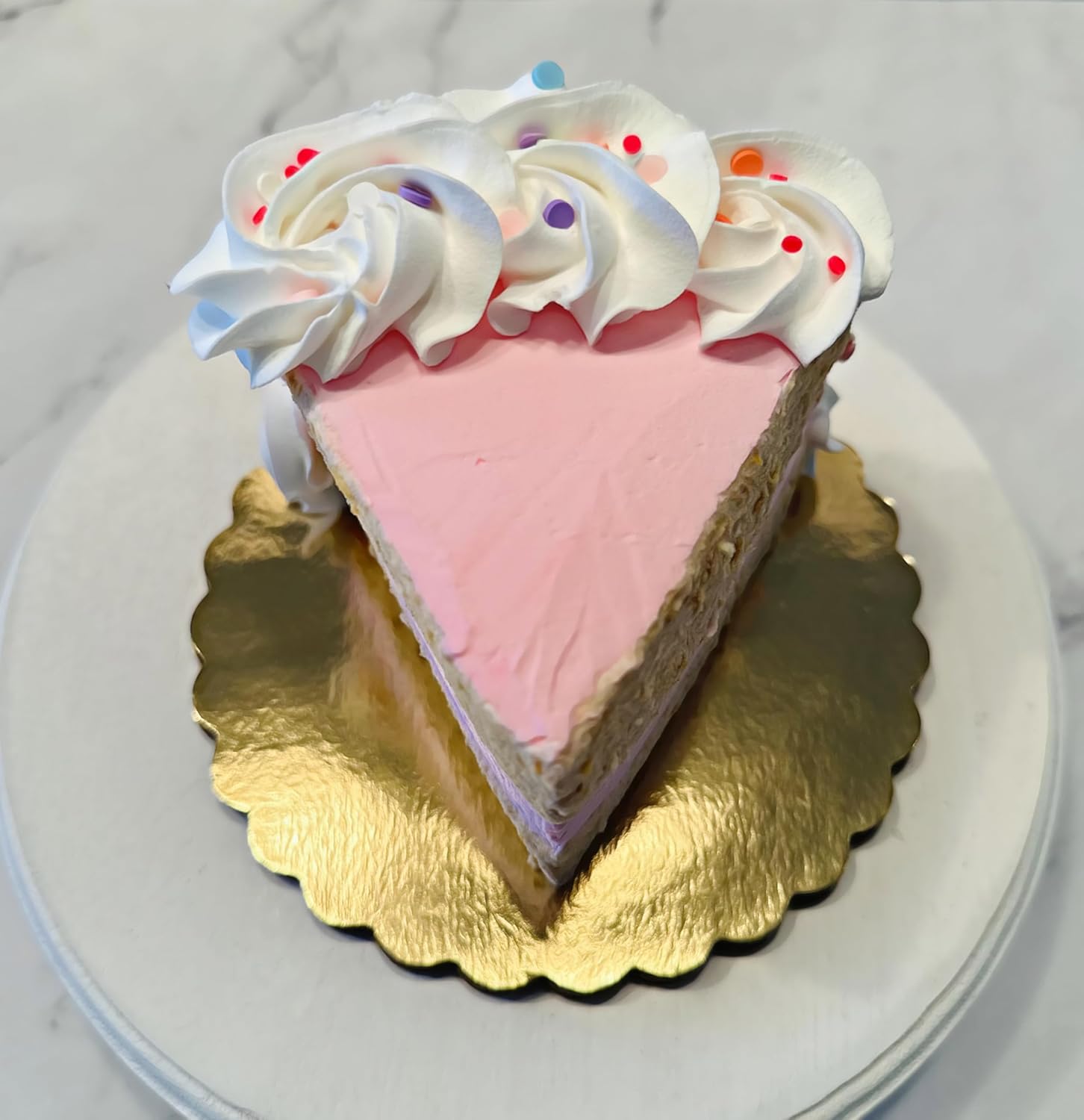 Fake Cake Piece of Pink Sprinkle Birthday Cake Slice- Handmade by Dezicakes- Fake Cake -Artificial Cake
