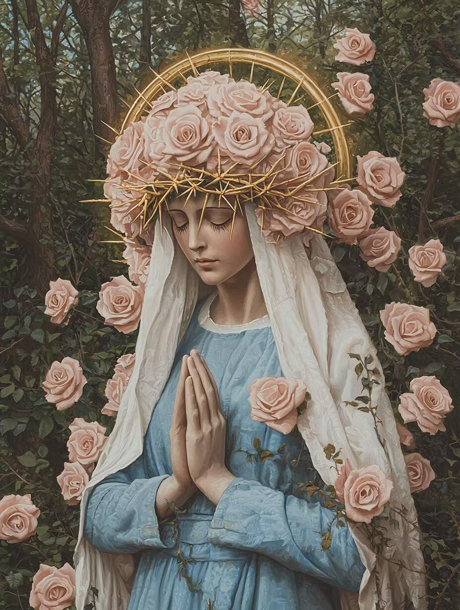 Vergine Maria e rosa Dipingere con i Numeri per Adulti, 70x90cm a-883