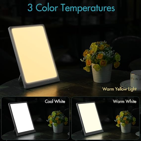 panergy Light Lamp, UV-Free 16000 Lux Simulated Sunlight, Sun Lamp with 3 Color Temperature, 4 Brightness Levels & Timers, Touch Control Sunlight 45 Degree Foldable Stand for Home Office, White