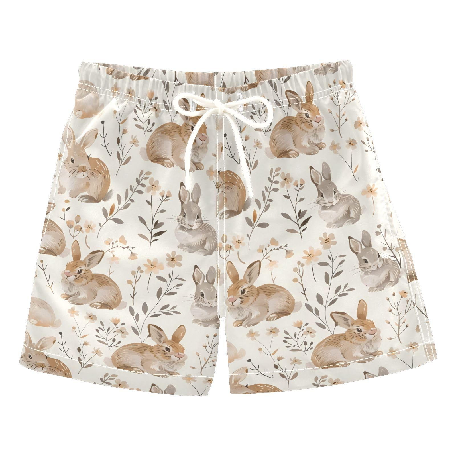 Flowers Rabbits Boys Swim Trunks Toddler Shorts Swimwear Boardshorts