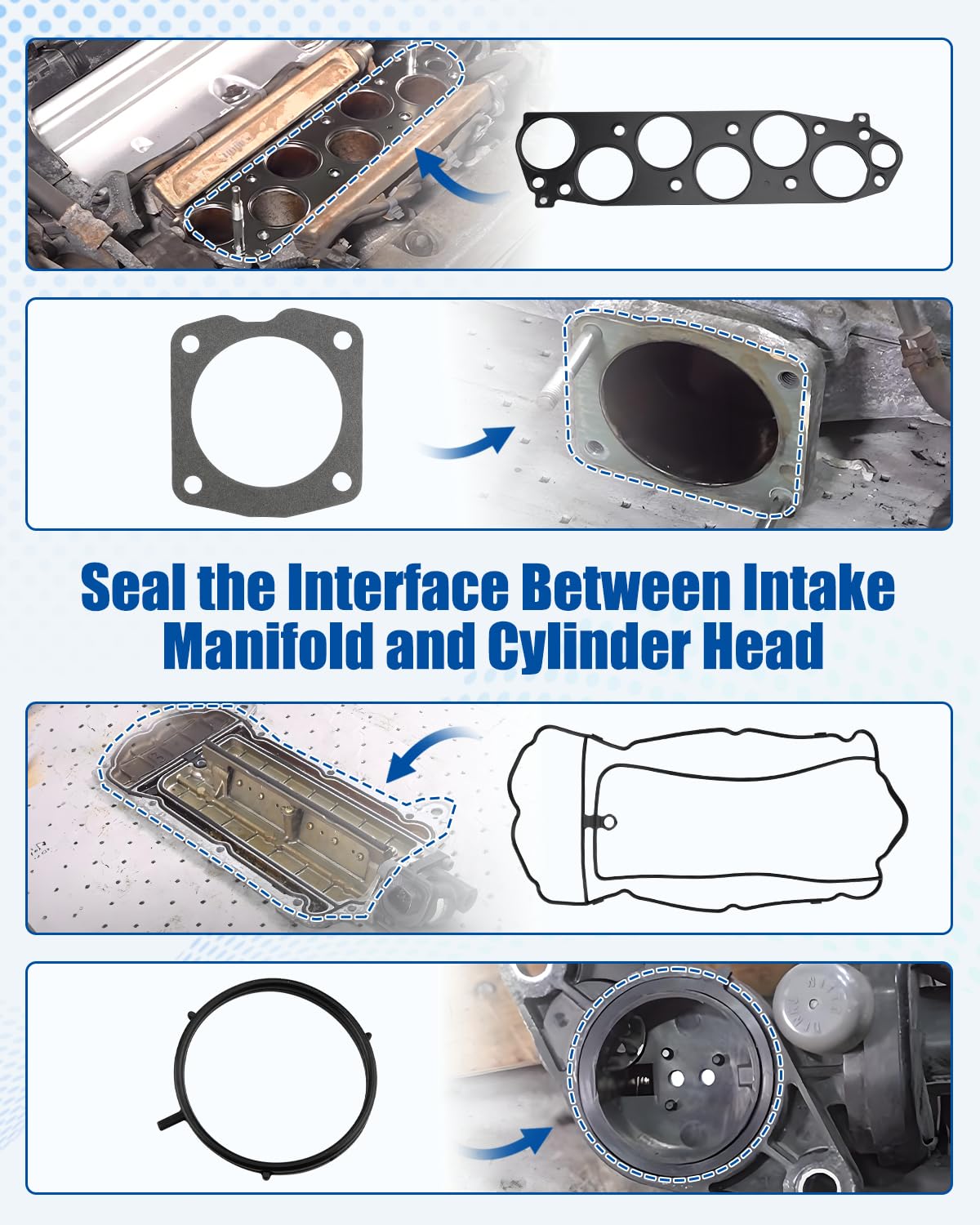SGA12396 Upper Intake Manifold Gasket Set Fit for Acura MDX RDX RL TL TSX ZDX Fit for Honda Accord Crosstour Odyssey Pilot