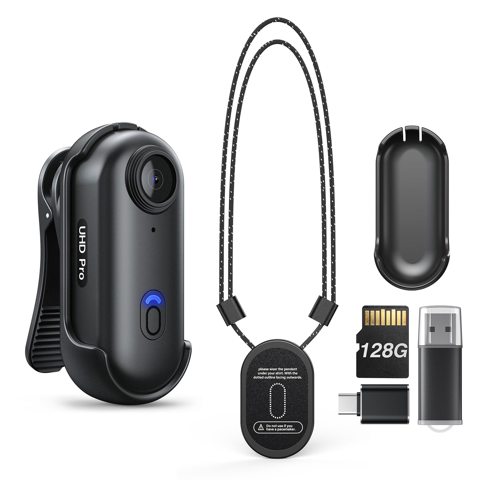 BOBLOV W4 4K Bodycam Körperkamera Mini, Body Cam mit 360° drehbarem Clip und Magnetclip, 90 Minuten für Aufnahmen, für Vorträge, Reisen, Spaziergänge mit Haustieren (128GB)