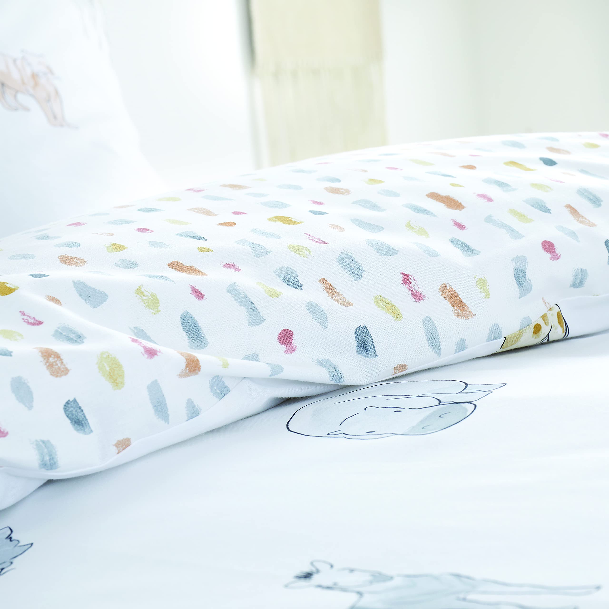 Bianca Zoo Animals Cotton Double Fitted Sheet White, Pastel - Image 4