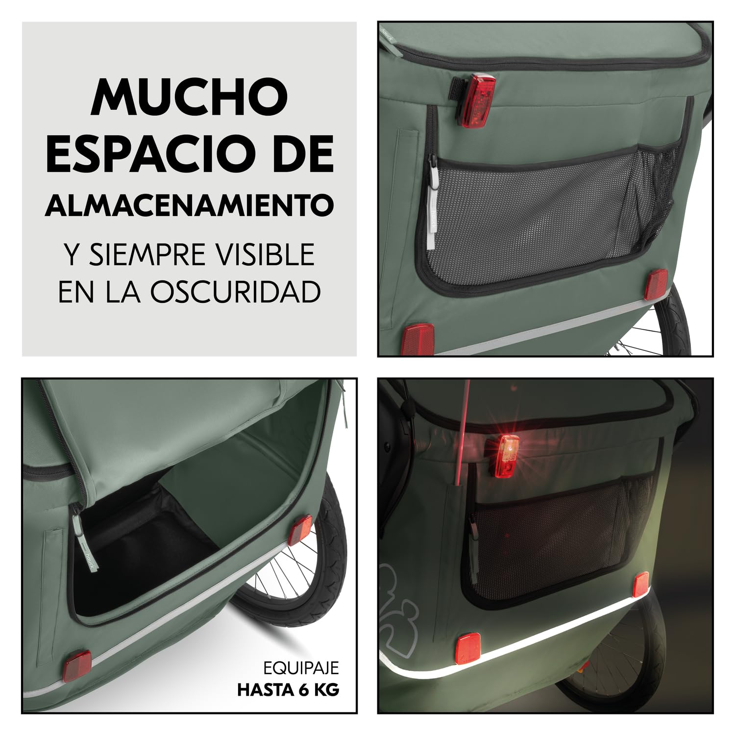 hauck Bike N Walk Duo Set Completo 3 en 1 Remolque Bicicleta 2 Niños - Silla de Paseo Doble Plegable Desde 6 Meses hasta 22 kg o 120 cm - Suspensión - Freno de Mano - Maletero - Verde