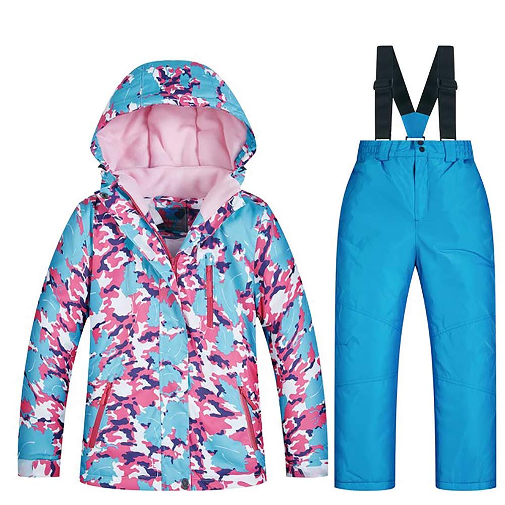Girls/Boys Snowsuits Hooded Insulated Windproof Winer Coats Ski Jacket Snow Pants Set