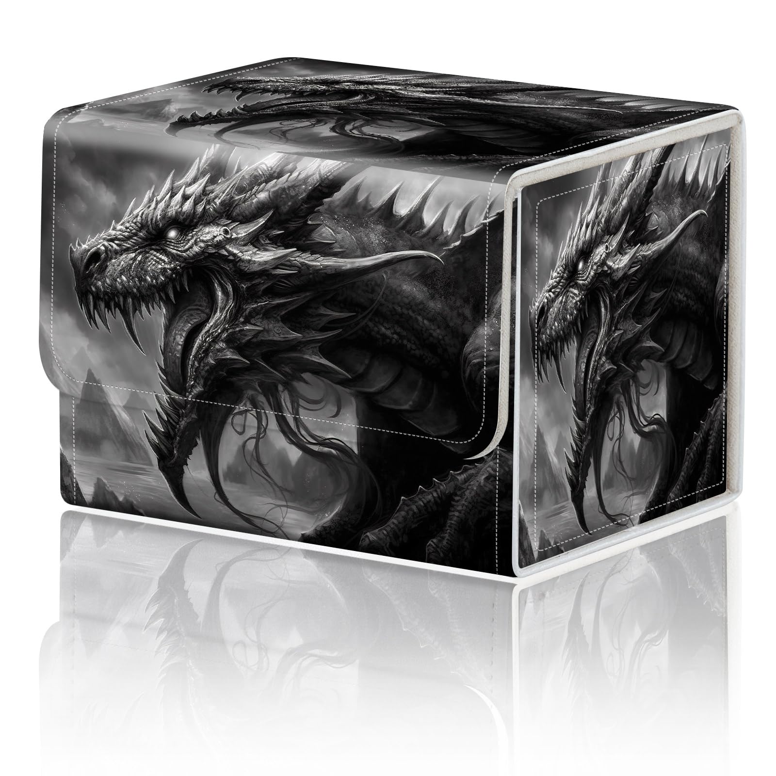 Card Game Storage Box TCG Deck Box MTG Card Box Organizer Trading Card Case Commander Deck Box TCG Card Storage Box Magnetic Closure Creative Pattern Up to 200 Cards, Cool Dark Dragon — image 1