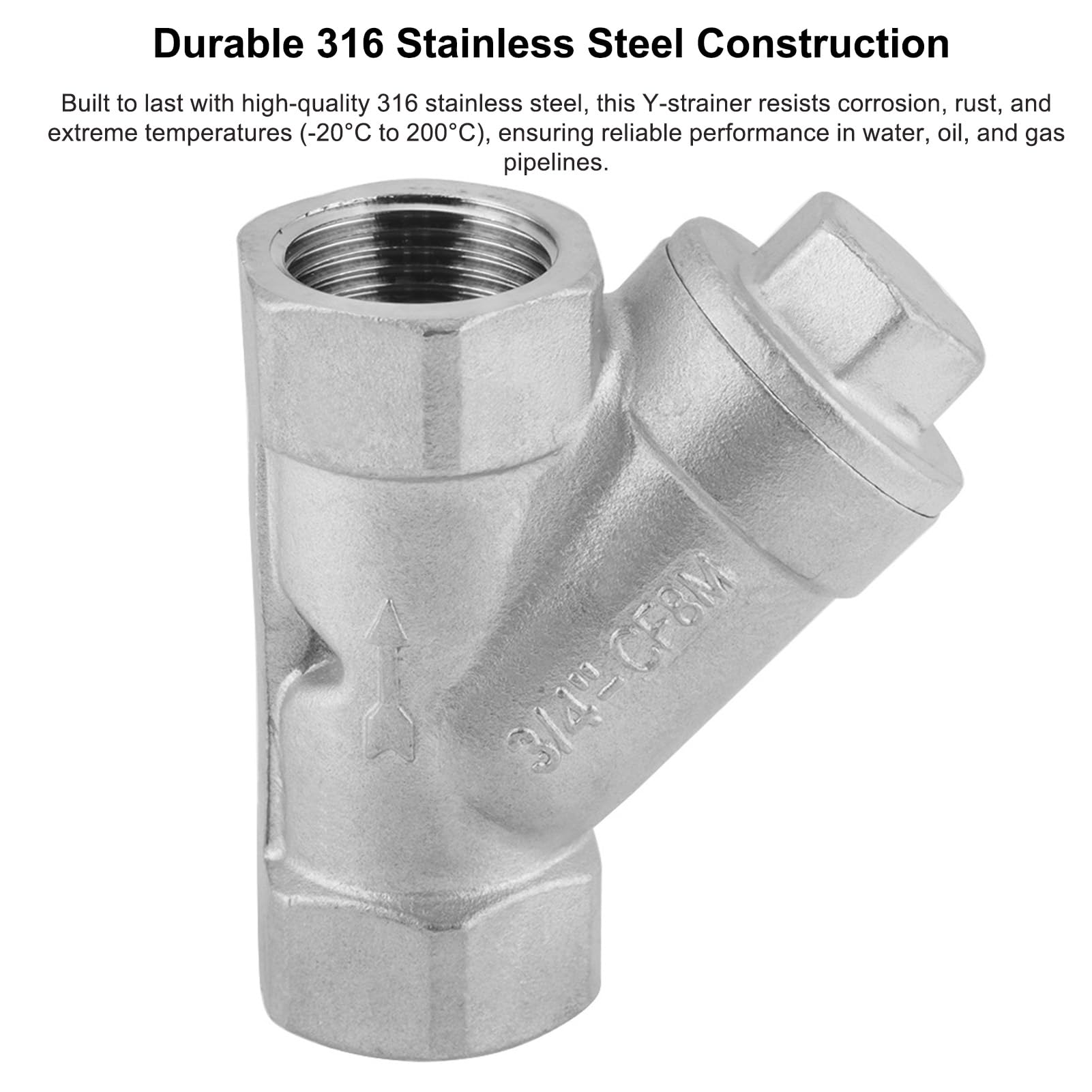316Steel YStrer con filtro de malla #100 para filtrado de tuberías de agua, aceite y gas, rosca hembra para fontanería (DN32 11/4 pulgadas)