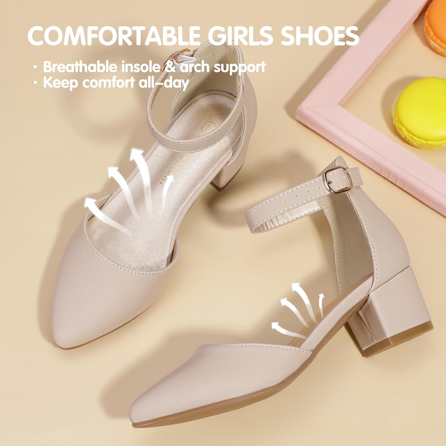 Hehainom Girls Dress Shoes High Heels Sandals Ankle Strap Flower Girl Little Big Kid Mary Jane Wedding Party Communion Mily Pump Shoes - Image 6
