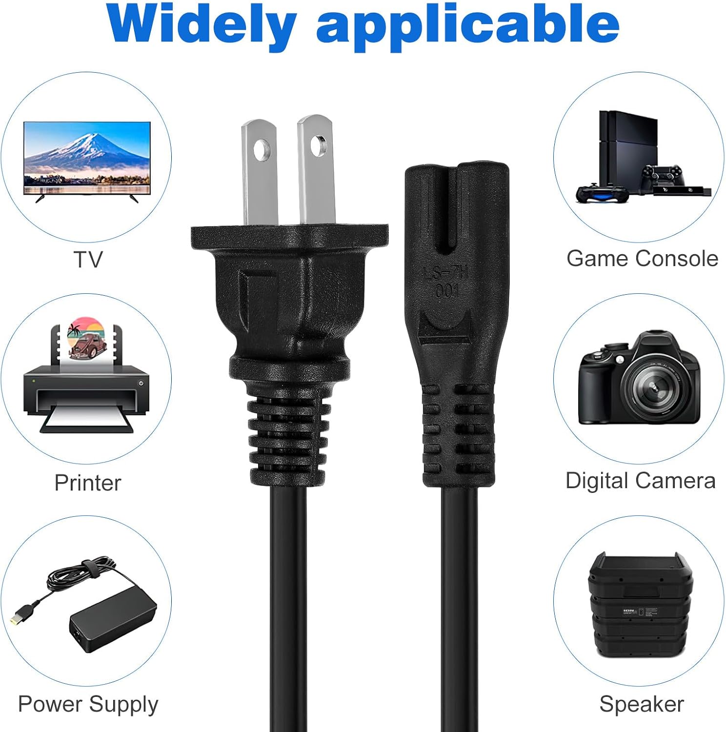 SEWACC 10pcs Copper Power Cord Replacement Ac Cable for Tv Lamp US Plug Electrical Extension Cables Compatible with Low-Power Devices