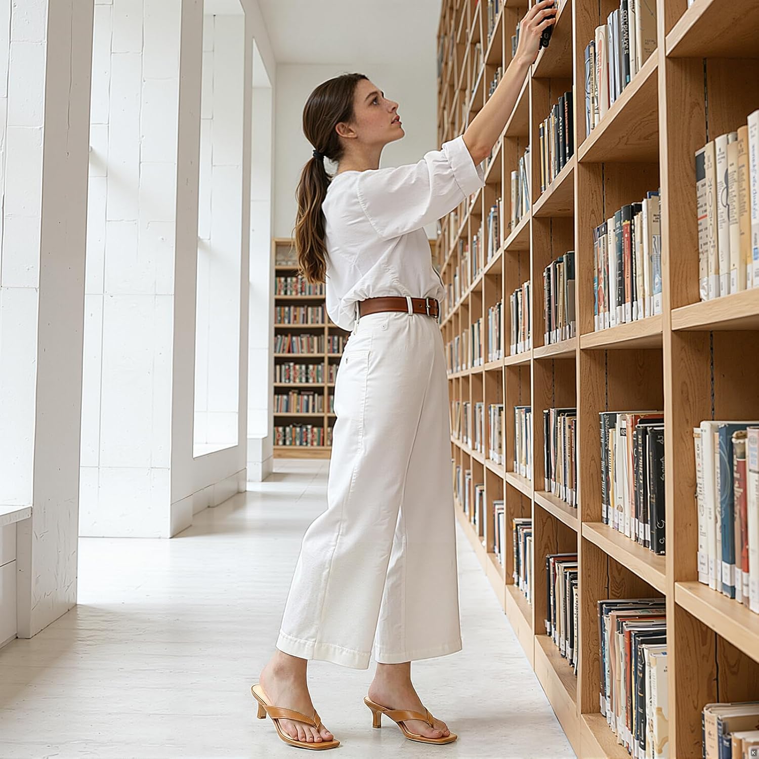 Athlefit Women's Kitten Heels Flip Flops Square Toe Low Heels Slip On Comfortable Summer Thong Heeled Sandals - Image 2