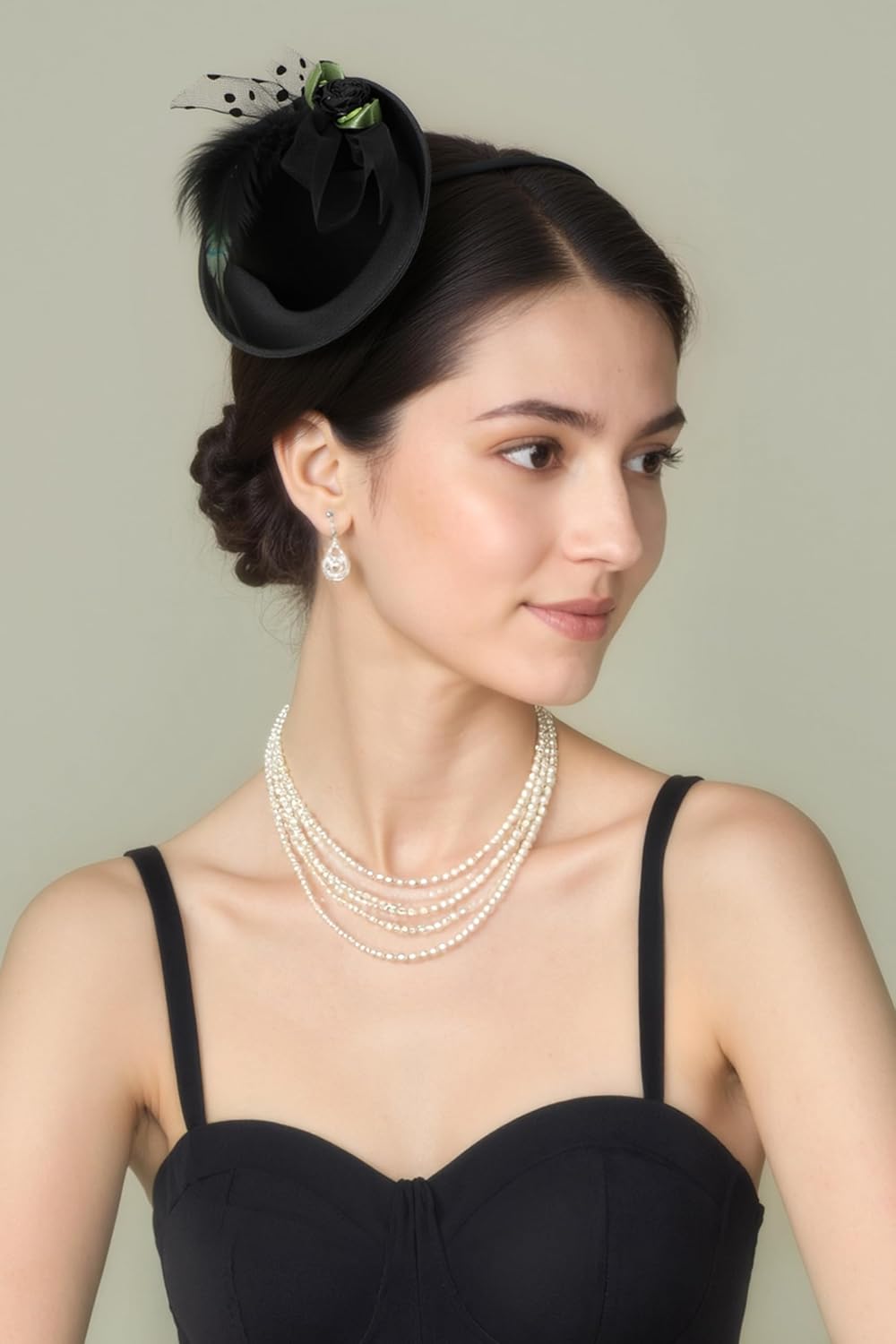 BABEYOND Mini Tea Party Hats - Fascinators for Women Derby Top Hat Tulle Feather Kentucky 1920s Fascinator for Costume Party - Image 4