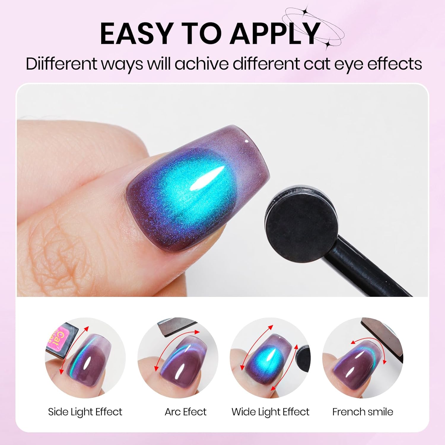 Magnetic Nail Polish Gel, 12 Colors Cat Eye Gel Nail Polish Set with Magnet, High Glossy, UV Lamp Cure, Vegan, Non Toxic, Long Lasting, 0.24fl oz