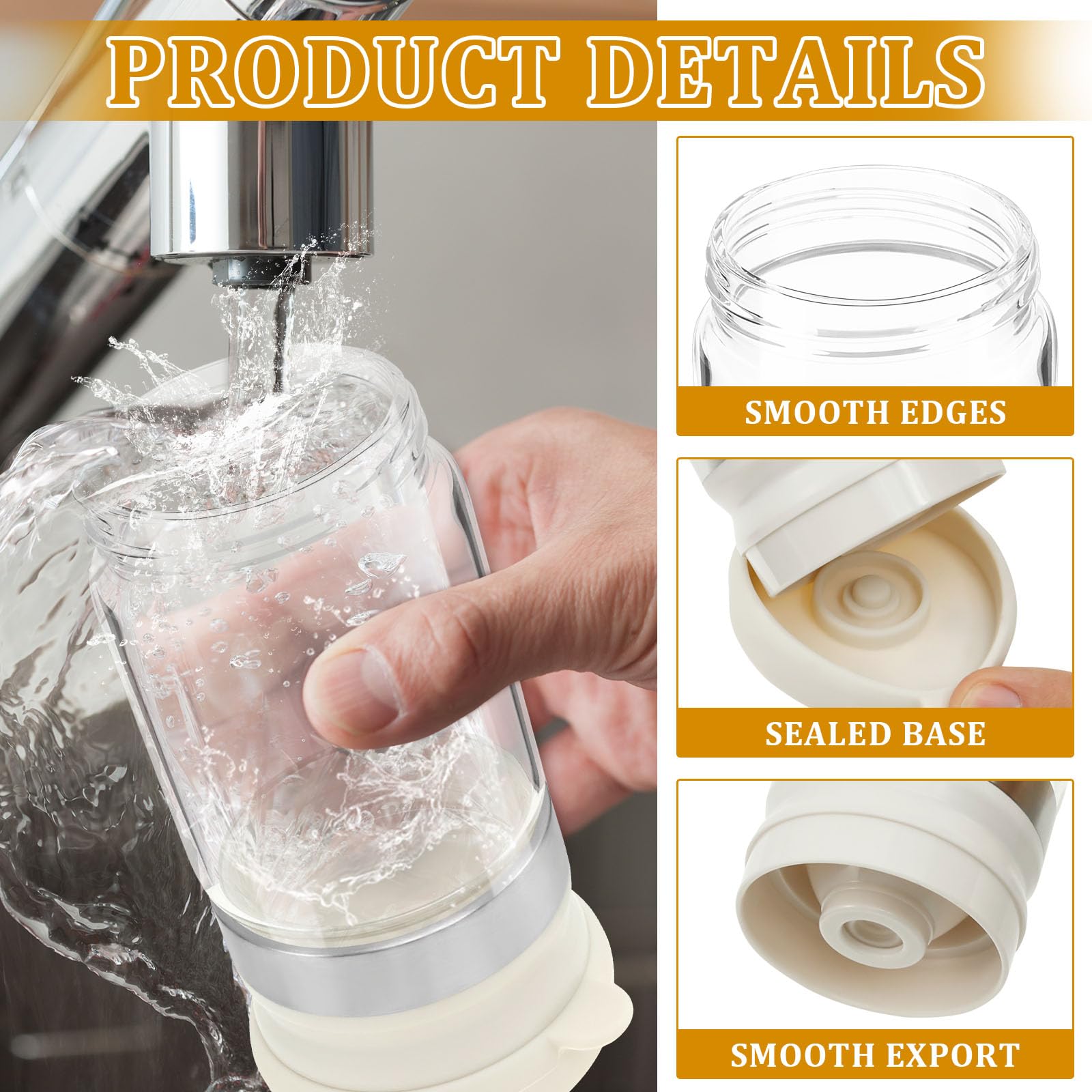 Tcwhniev Glass Honey Dispenser Pot, No Drip, 300ml Easy Refill Syrup Dispenser Jar with Handle and Spoon, Honey Jar Clear Maple Syrup Dispenser, No Drip Honey Container Pot for Honey Syrup (White)